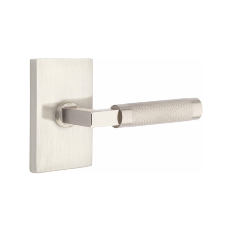 Emtek Select L-Square Knurled Lever Concealed Screws with Modern Rectangular Rosette