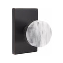 Emtek Select Conical White Marble Knob with Modern Rectangular Rosette