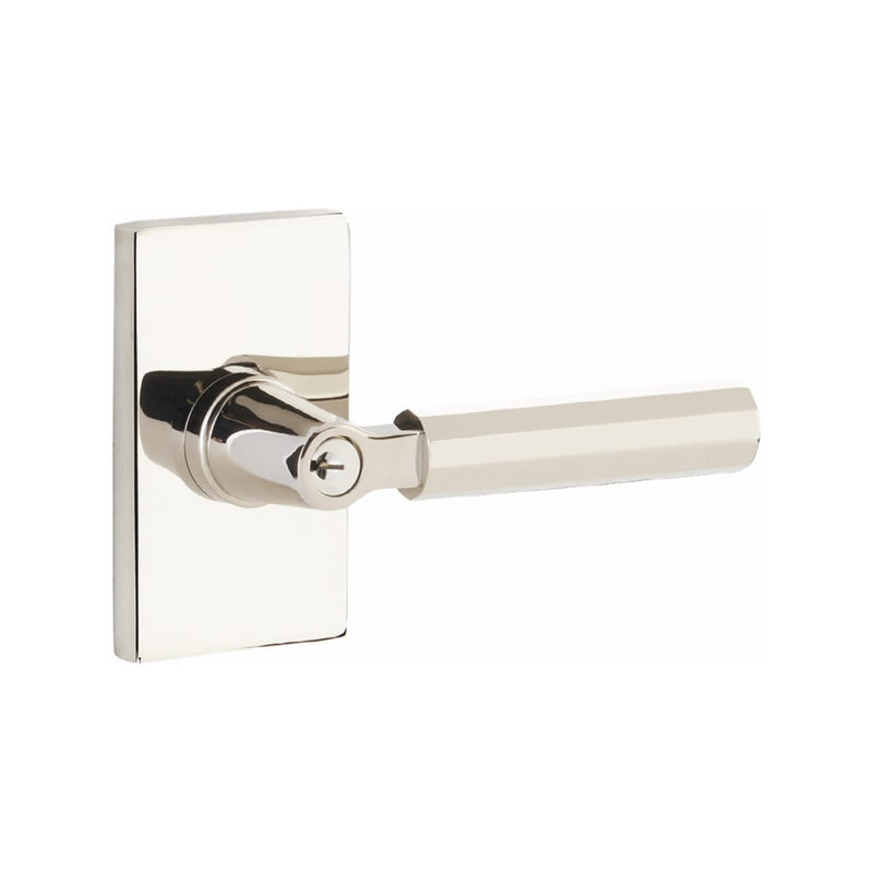 Emtek Modern Rectangular Single Point Lock with L Square Key in Faceted Lever