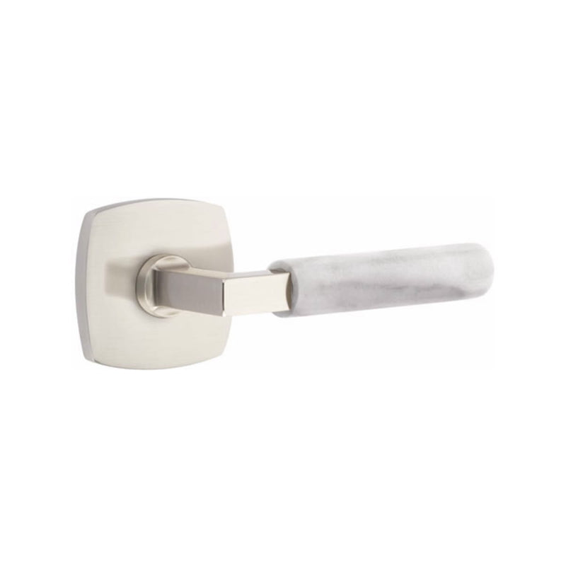 Emtek Select L-Square White Marble Lever Concealed Screws with Urban Modern Rosette