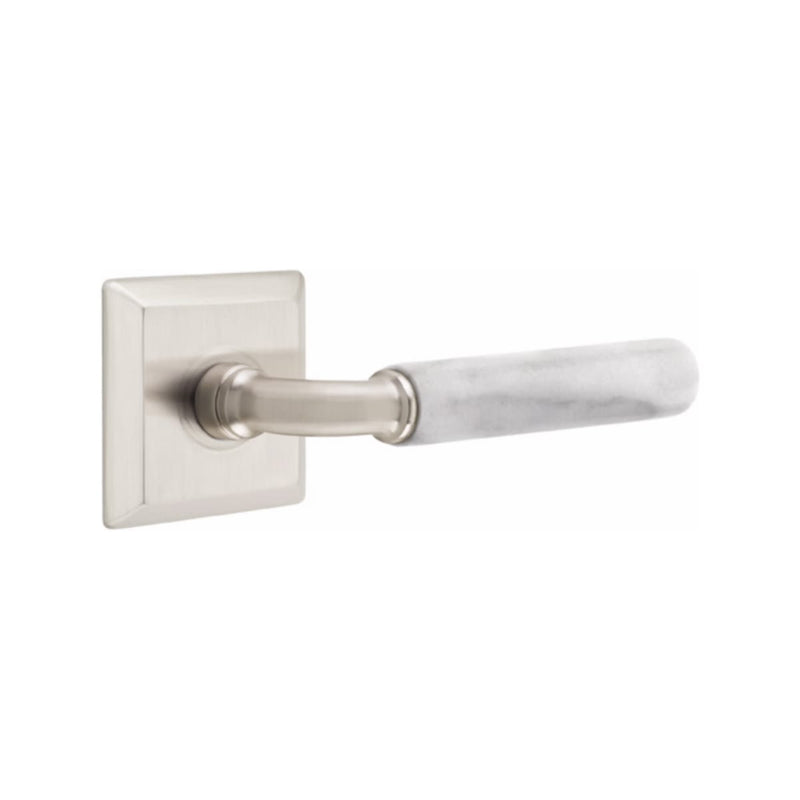 Emtek Select R-BAR White Marble Lever with Quincy Rosette