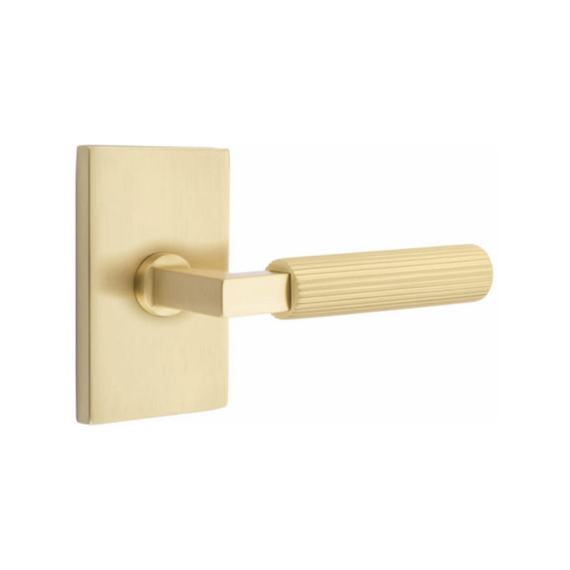 Emtek Select L-Square Straight Knurled Lever with Modern Rectangular Rosette