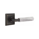 Emtek Select L-Square White Marble Lever Concealed Screws  with Quincy Rosette