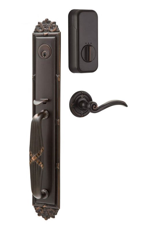 Emtek Single Cylinder Imperial Handleset EMPowered Motorized Smart Lock Upgrade With Elan Lever