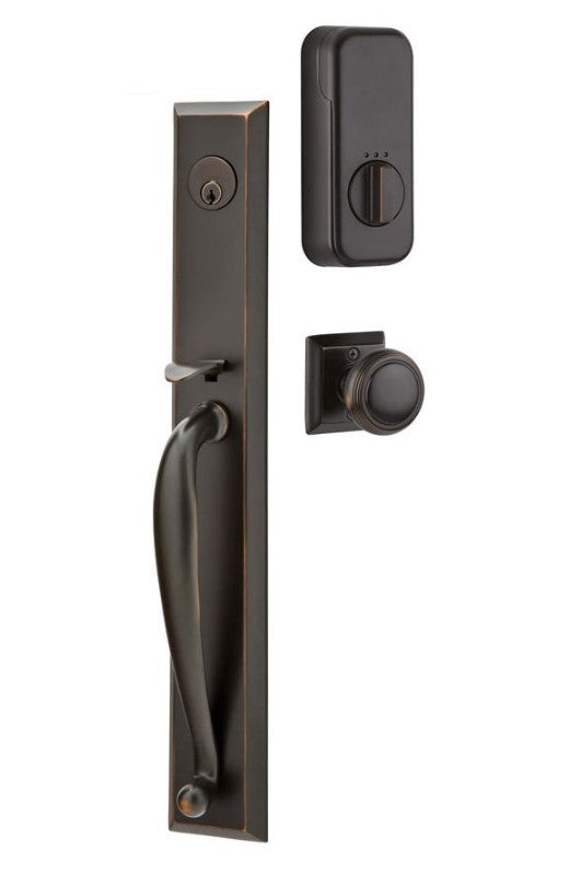 Emtek Single Cylinder Jefferson Handleset EMPowered Motorized Smart Lock Upgrade With Spoke Knob