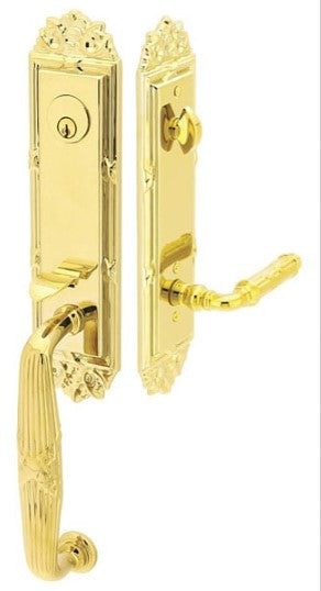 Emtek Ribbon & Reed Brass Tubular Entry set with Waverly Knob