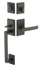 Emtek Rustic Modern Rectangular Sectional Tubular Handleset with Bristol Glass Knob
