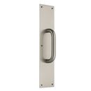 Baldwin 2355150 Pull Plate 3-1/2" x 15" with Contemporary Pull Satin Nickel Finish - Satin Nickel - Brass