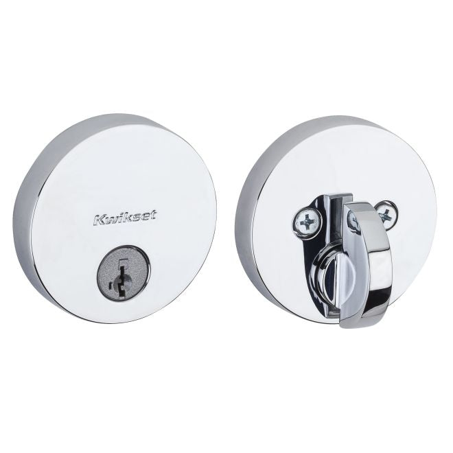 Kwikset 258RDT Uptown Round Contemporary Low Profile Single Cylinder SmartKey Deadbolt with 6AL Latch and RCS Strike KA3