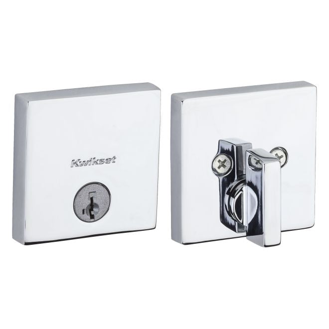 Kwikset 258SQT Downtown Square Contemporary Low Profile Single Cylinder SmartKey Deadbolt with 6AL Latch and RCS Strike KA3