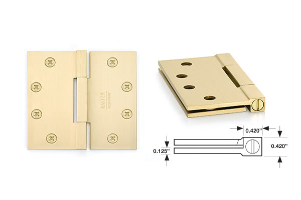 Emtek 96314 Brass, Square Barrel, Heavy Duty Hinge