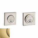 Baldwin 8221060 Contemporary Square Double Cylinder Deadbolt Satin Brass and Brown Finish - Satin Brass with Brown - NA