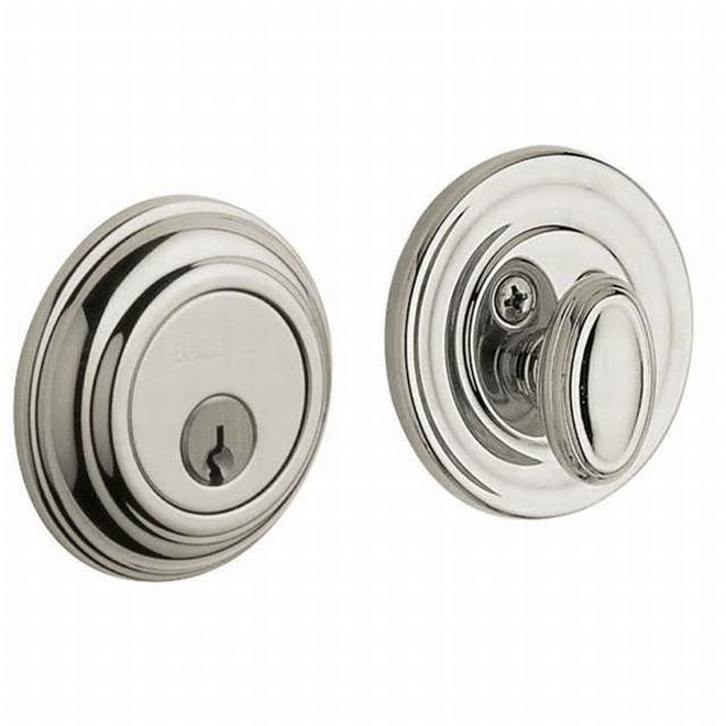 Baldwin 8231055 Traditional 2-1/8" Single Cylinder Deadbolt Lifetime Bright Nickel Finish - NA - NA