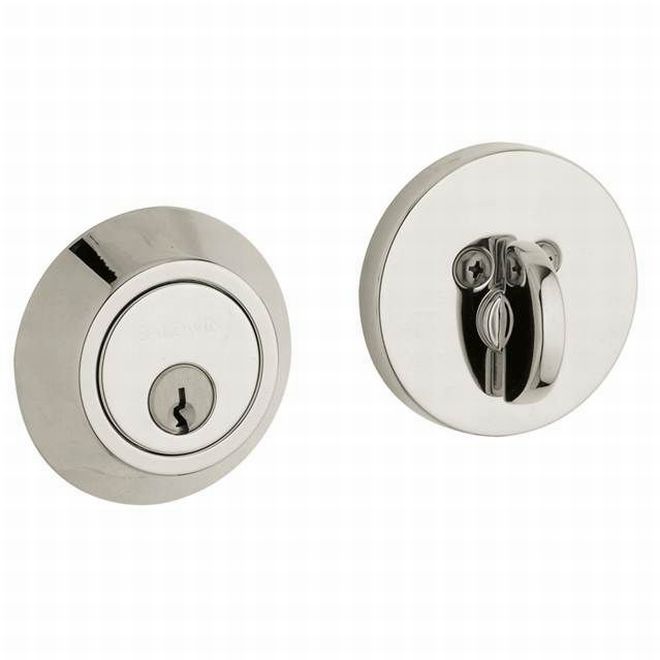 Baldwin 8241055 Contemporary 2-1/8" Single Cylinder Deadbolt Lifetime Bright Nickel Finish - NA - NA