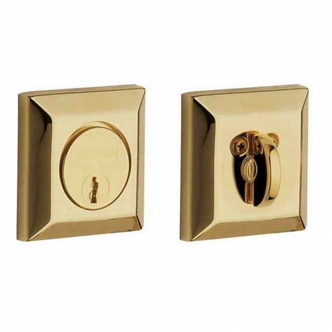 Baldwin 8254003 Cody Squared Single Cylinder Deadbolt Lifetime Brass Finish - Lifetime Brass - NA