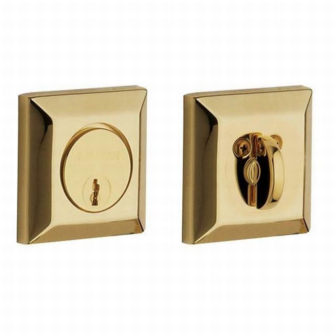 Baldwin 8254031 Cody Squared Single Cylinder Deadbolt Unlacquered Brass Finish - Unlacquered Brass - NA