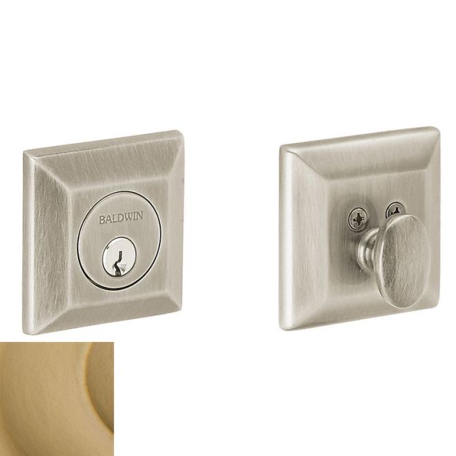 Baldwin 8254033 Cody Squared Single Cylinder Deadbolt Vintage Brass Finish - Vintage Brass - NA