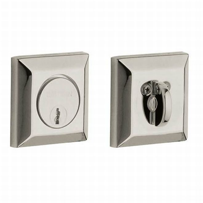 Baldwin 8254055 Cody Squared Single Cylinder Deadbolt Lifetime Bright Nickel Finish - Lifetime Bright Nickel - NA