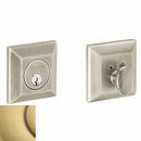 Baldwin 8254060 Cody Squared Single Cylinder Deadbolt Satin Brass and Brown Finish - Satin Brass with Brown - NA