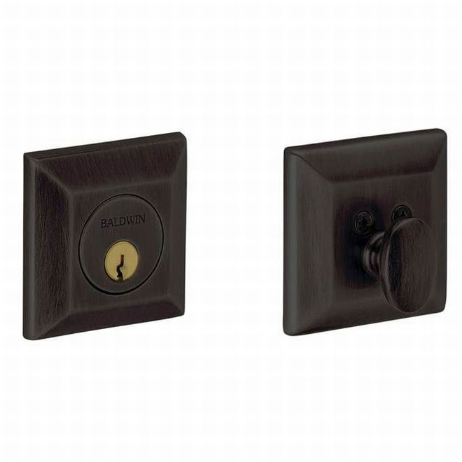 Baldwin 8254102 Cody Squared Single Cylinder Deadbolt Oil Rubbed Bronze Finish - Oil Rubbed Bronze - NA