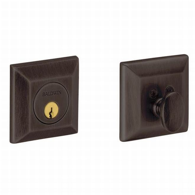 Baldwin 8254112 Cody Squared Single Cylinder Deadbolt Venetian Bronze Finish - Venetian Bronze - NA