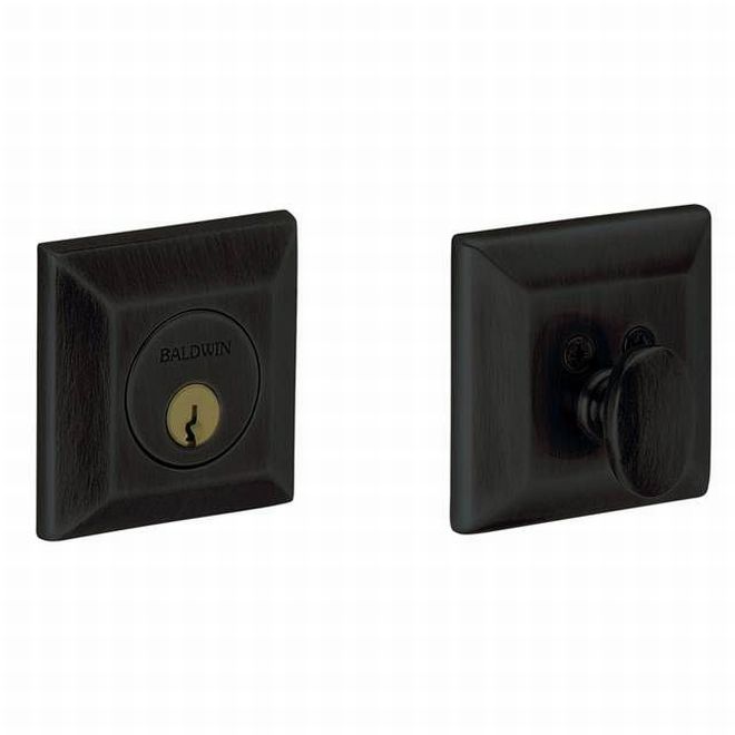 Baldwin 8254190 Cody Squared Single Cylinder Deadbolt Satin Black Finish - Satin Black - NA