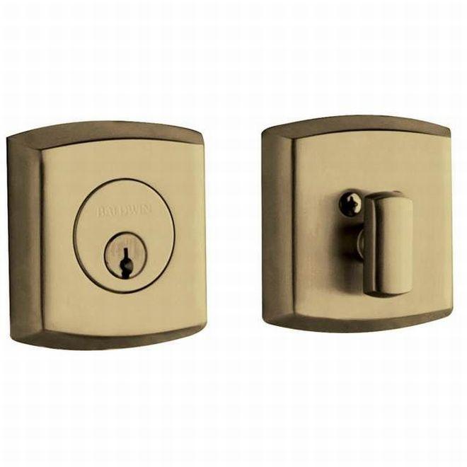 Baldwin 8285050 Soho Single Cylinder Deadbolt Antique Brass Finish - Antique Brass - NA