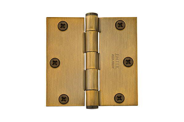 Emtek Steel, Heavy Duty, Plain Bearing Hinge with Square Corners