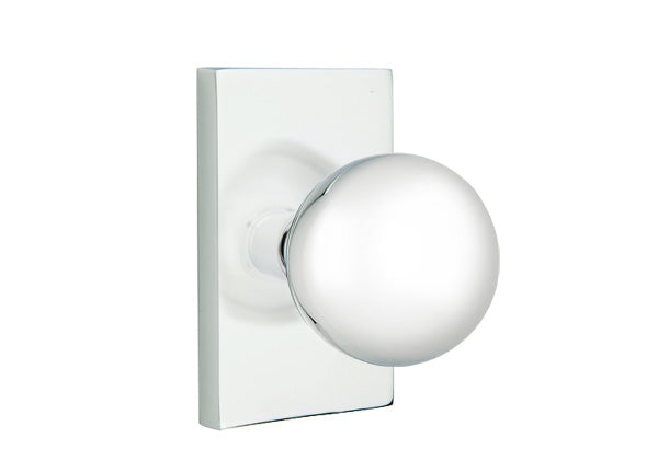 EMTEK  Orb Knob with Modern Rectangular Rosette