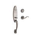 Baldwin Reserve DCCHEXCURLTRR152 Double Cylinder Chesapeake Handleset with Left Hand Curve Lever and Traditional Round Rose with 6AL Latch and Dual Strike Matte Antique Nickel Finish - Left Hand - NA