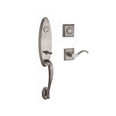 Baldwin Reserve DCCHEXCURLTSR152 Double Cylinder Chesapeake Handleset with Left Hand Curve Lever and Traditional Square Rose with 6AL Latch and Dual Strike Matte Antique Nickel Finish - Left Hand - NA