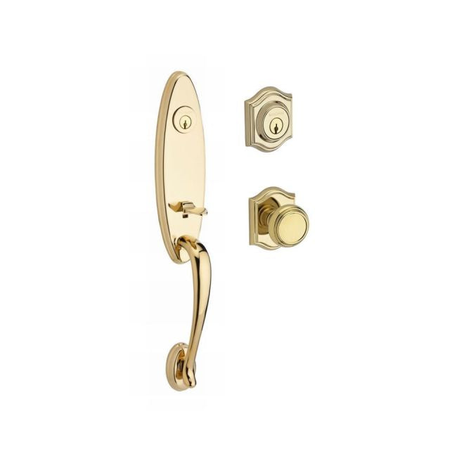 Baldwin Reserve DCCHEXTRATAR003 Double Cylinder Chesapeake Handleset with Traditional Knob and Traditional Arch Rose with 6AL Latch and Dual Strike Lifetime Brass Finish - NA - NA