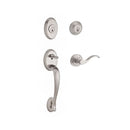 Baldwin Reserve DCCOLXCURLTRR150 Double Cylinder Columbus Handleset with Left Hand Curve Lever and Traditional Round Rose with 6AL Latch and Dual Strike Satin Nickel Finish - Left Hand - NA