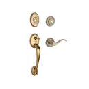 Baldwin Reserve DCCOLXCURRTRR049 Double Cylinder Columbus Handleset with Right Hand Curve Lever and Traditional Round Rose with 6AL Latch and Dual Strike Matte Brass and Black Finish - Right Hand - NA