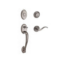 Baldwin Reserve DCCOLXCURRTRR152 Double Cylinder Columbus Handleset with Right Hand Curve Lever and Traditional Round Rose with 6AL Latch and Dual Strike Matte Antique Nickel Finish - Right Hand - NA