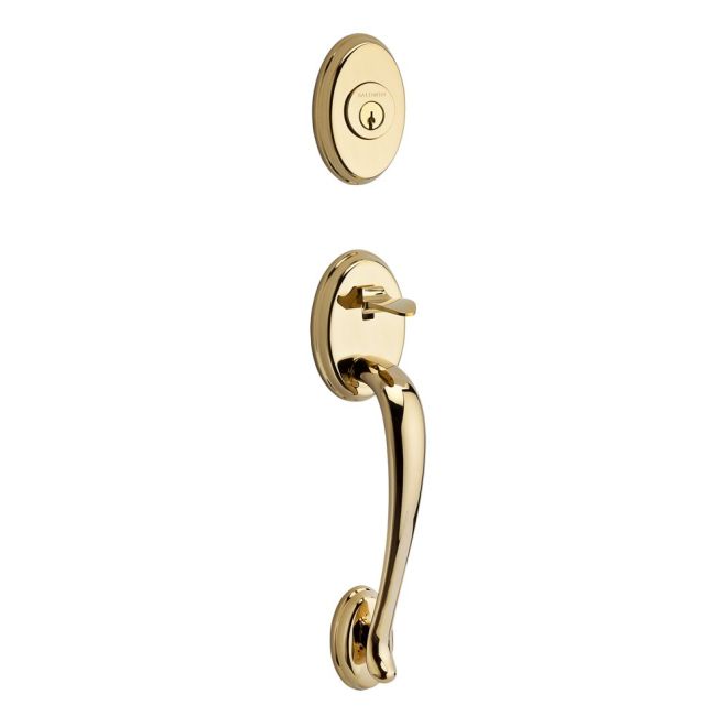 Baldwin Reserve DCCOLXDECLTAR003 Double Cylinder Columbus Handleset with Left Hand Decorative Lever and Traditional Arch Rose with 6AL Latch and Dual Strike Lifetime Brass Finish - Left Hand - NA