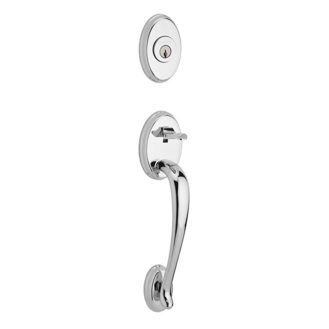 Baldwin Reserve DCCOLXDECLTAR260 Double Cylinder Columbus Handleset with Left Hand Decorative Lever and Traditional Arch Rose with 6AL Latch and Dual Strike Bright Chrome Finish - Left Hand - NA