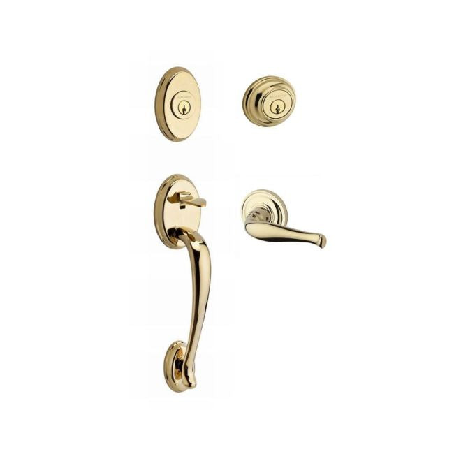 Baldwin Reserve DCCOLXDECRTRR003 Double Cylinder Columbus Handleset with Right Hand Decorative Lever and Traditional Round Rose with 6AL Latch and Dual Strike Lifetime Brass Finish - Right Hand - NA