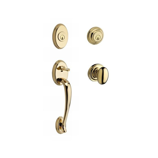 Baldwin Reserve DCCOLXELLTRR003 Double Cylinder Columbus Handleset with Ellipse Knob Traditional Round Rose with 6AL Latch and Dual Strike Lifetime Brass Finish - NA - NA