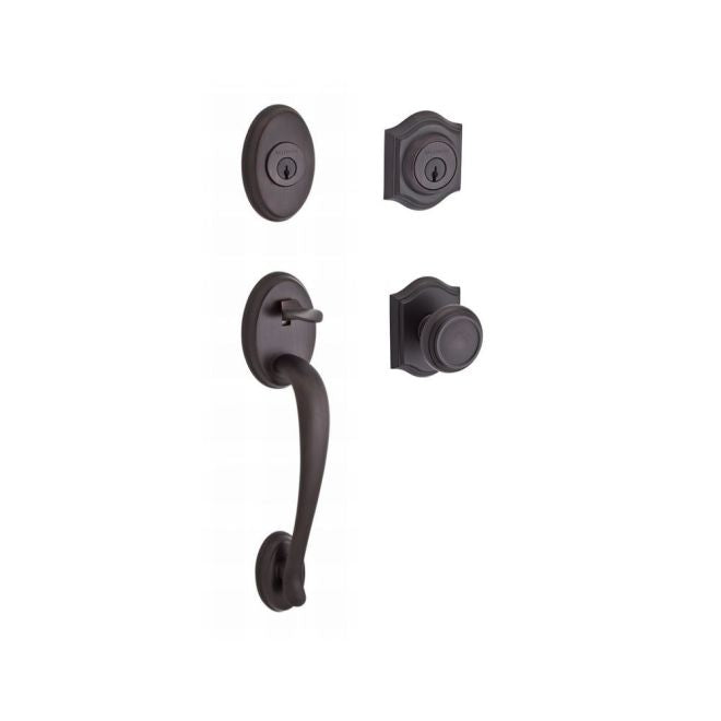 Baldwin Reserve DCCOLXTRATAR112 Double Cylinder Columbus Handleset with Traditional Knob and Traditional Arch Rose with 6AL Latch and Dual Strike Venetian Bronze Finish - Venetian Bronze - NA