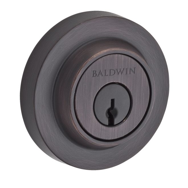 Baldwin Reserve DCCRD112 Double Cylinder Contemporary Round Deadbolt with 6AL Latch and Dual Strike Venetian Bronze Finish - Venetian Bronze - NA