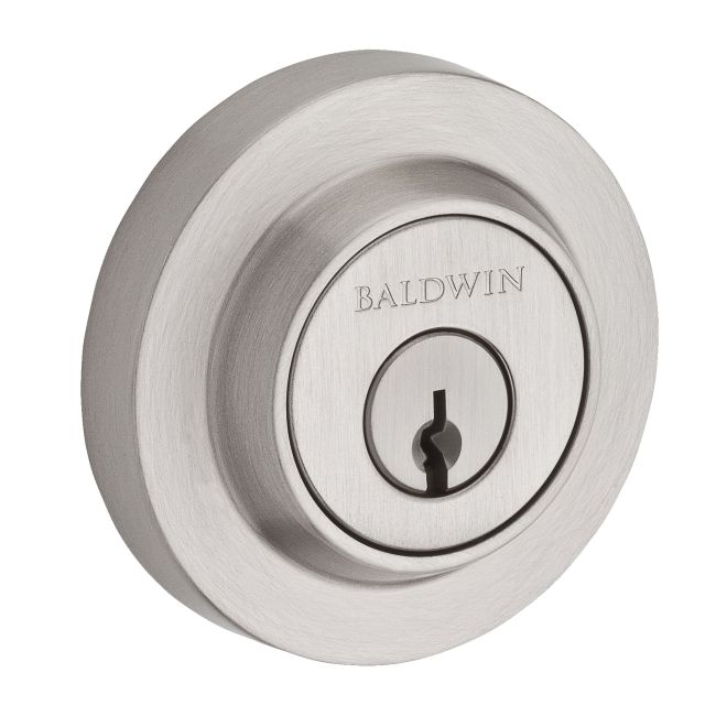 Baldwin Reserve DCCRD150 Double Cylinder Contemporary Round Deadbolt with 6AL Latch and Dual Strike Satin Nickel Finish - Satin Nickel - NA