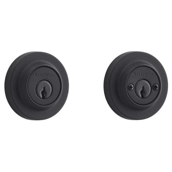 Baldwin Reserve DCCRD190 Double Cylinder Contemporary Round Deadbolt with 6AL Latch and Dual Strike Satin Black Finish - Satin Black - NA