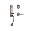 Baldwin Reserve DCDELXDECRTAR152 Double Cylinder Del Mar Handleset with Right Hand Decorative Lever and Traditional Arch Rose with 6AL Latch and Dual Strike Matte Antique Nickel Finish - Right Hand - NA