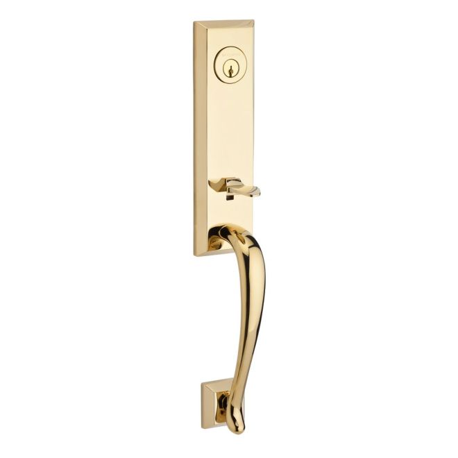 Baldwin Reserve DCDELXELLTRR003 Double Cylinder Del Mar Handleset with Ellipse Knob Traditional Round Rose with 6AL Latch and Dual Strike Lifetime Brass Finish - NA - NA