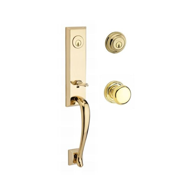 Baldwin Reserve DCDELXROUTRR003 Double Cylinder Del Mar Handleset with Round Knob and Traditional Round Rose with 6AL Latch and Dual Strike Lifetime Brass Finish - NA - NA