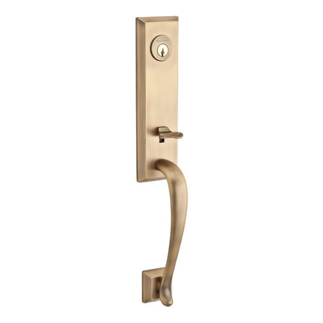 Baldwin Reserve DCDELXROUTRR049 Double Cylinder Del Mar Handleset with Round Knob and Traditional Round Rose with 6AL Latch and Dual Strike Matte Brass and Black Finish - NA - NA