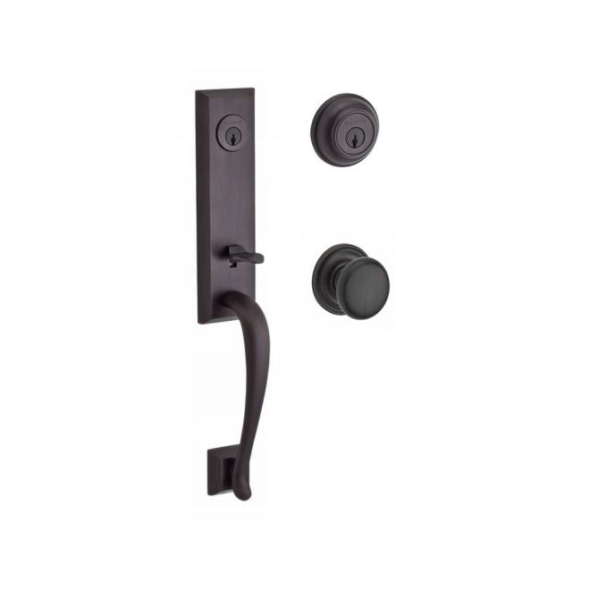 Baldwin Reserve DCDELXROUTRR112 Double Cylinder Del Mar Handleset with Round Knob and Traditional Round Rose with 6AL Latch and Dual Strike Venetian Bronze Finish - NA - NA