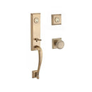 Baldwin Reserve DCDELXROUTSR049 Double Cylinder Del Mar Handleset with Round Knob and Traditional Square Rose with 6AL Latch and Dual Strike Matte Brass and Black Finish - NA - NA