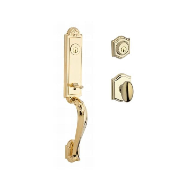 Baldwin Reserve DCELIXELLTAR003 Double Cylinder Elizabeth Handleset with Ellipse Knob Traditional Arch Rose with 6AL Latch and Dual Strike Lifetime Brass Finish - NA - NA